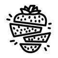 strawberries whole cut pieces line icon vector illustration