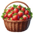 Strawberries in a wicker basket isolated on white background. Royalty Free Stock Photo