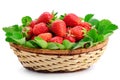 Strawberries in a wicker basket isolated on white background. Royalty Free Stock Photo