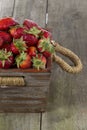 Strawberries wooden basket