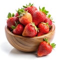 strawberries in wooden bowl isolated on white background Royalty Free Stock Photo