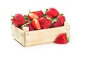 Strawberries in wooden box Royalty Free Stock Photo