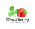 Strawberry and strawberry abstract in ribbon geometric style, logo design. Berry, fruit and food, vector design