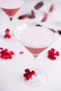 Strawberry alcohol cocktail in martini glasses Royalty Free Stock Photo