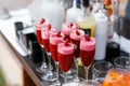 Strawberry alcoholic cocktail drinks and fruit. Royalty Free Stock Photo