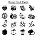 Strawberry, Apple, Orange, Banana, Fruit icon set