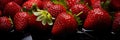 Fresh strawberries banner. Strawberry background. Close-up food photography