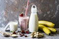 Strawberry banana smoothie in a large glass Royalty Free Stock Photo