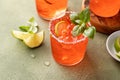 Strawberry basil margarita with lime and salted rim, spring or summer cocktail or mocktail