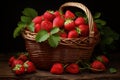 Strawberry basket. Generate Ai Royalty Free Stock Photo