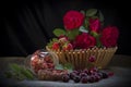 Strawberry Basket with roses
