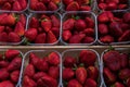 Strawberry baskets in a Spanish street market