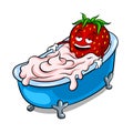 Strawberry and bath of cream pop art vector