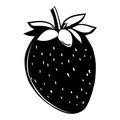 Strawberry berry black silhouette isolated on white. Modern vector doodle editable illustration for design. Deliciou