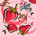 Strawberry berry fruit food vector organic fresh illustration natural Royalty Free Stock Photo