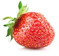 Strawberry berry with green leaf