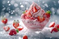 strawberry bingsu icream clean light bright lighting by Generative AI Royalty Free Stock Photo