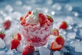strawberry bingsu icream clean light bright lighting by Generative AI Royalty Free Stock Photo
