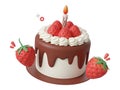 Strawberry birthday cake for celebration party, Happy Birthday