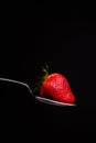 Strawberry Spoon Sweet Food Fruit Isolated Black Royalty Free Stock Photo