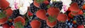 Strawberry and blackberry background banner fruits and berry vitamines healhy food
