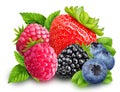Strawberry, blackberry, blueberry, raspberry isolated on white b