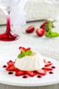 Strawberry blancmange garnished Royalty Free Stock Photo