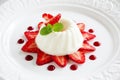 Strawberry blancmange garnished Royalty Free Stock Photo