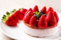 Strawberry and bluberry cheesecake. High quality photo