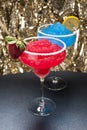 Strawberry and a Blue margarita Cocktail Royalty Free Stock Photo