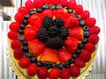 Blackberry, Strawberry, Blueberry and Raspberry Fruit Tart for Dessert Royalty Free Stock Photo