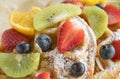 Strawberry Blueberry Kiwi Lemon Waffle Dessert Close Up 2 Royalty Free Stock Photo