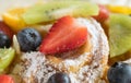 Strawberry Blueberry Kiwi Lemon Waffle Dessert Close Up Royalty Free Stock Photo