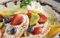 Strawberry Blueberry Kiwi Lemon Waffle Whipped Cream Chocolate Dessert Royalty Free Stock Photo