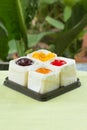 Strawberry, Blueberry, Orange and slice sweet egg mini cake Royalty Free Stock Photo