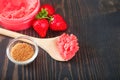 Strawberry body scrub with brown sugar Royalty Free Stock Photo