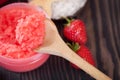 Strawberry body scrub with sea salt Royalty Free Stock Photo