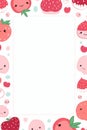 strawberry border with cute kawaii characters