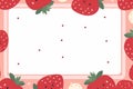 strawberry border with kawaii faces