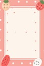 a strawberry border with polka dots on a pink background