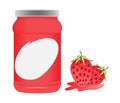 Strawberry and bottle packaging vector design