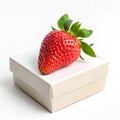 Strawberry on box isolated on transparent background Royalty Free Stock Photo
