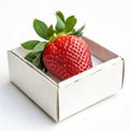 Strawberry on box isolated on transparent background Royalty Free Stock Photo
