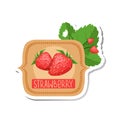 Strawberry Bright Color Jam Label Sticker Template In Square Frame