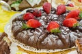 Strawberry browny cake Royalty Free Stock Photo
