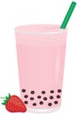 Strawberry Bubble Milk Tea with Fruit Royalty Free Stock Photo