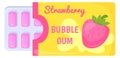 Strawberry bubblegum chewy blister pack cartoon icon