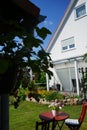 Strawberry bush is in June in a hanging pot in the garden. Berlin, Germany Royalty Free Stock Photo