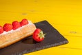 Strawberry cake. Bright vivid color vibrant summer food image.