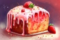 Strawberry cake cream. Generate Ai Royalty Free Stock Photo